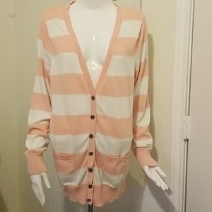Forever 21+ pink and white stripes cardigan size 2X, EUC